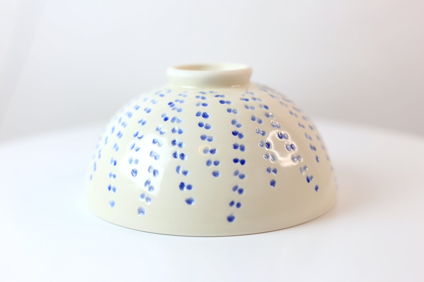 Large porcelain ramen bowl with floral carvings