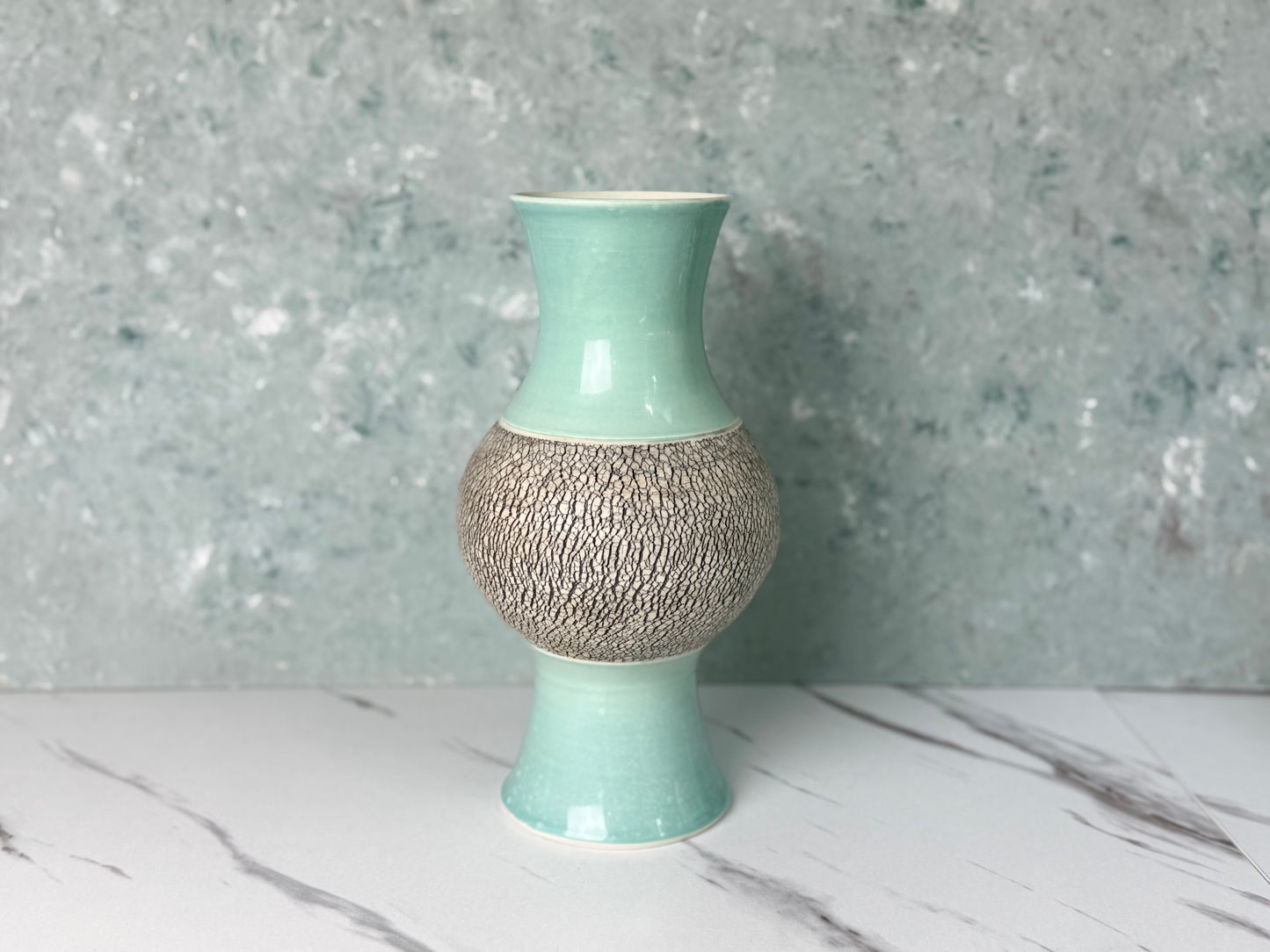 Porcelain Vase with Texture in Turquoise