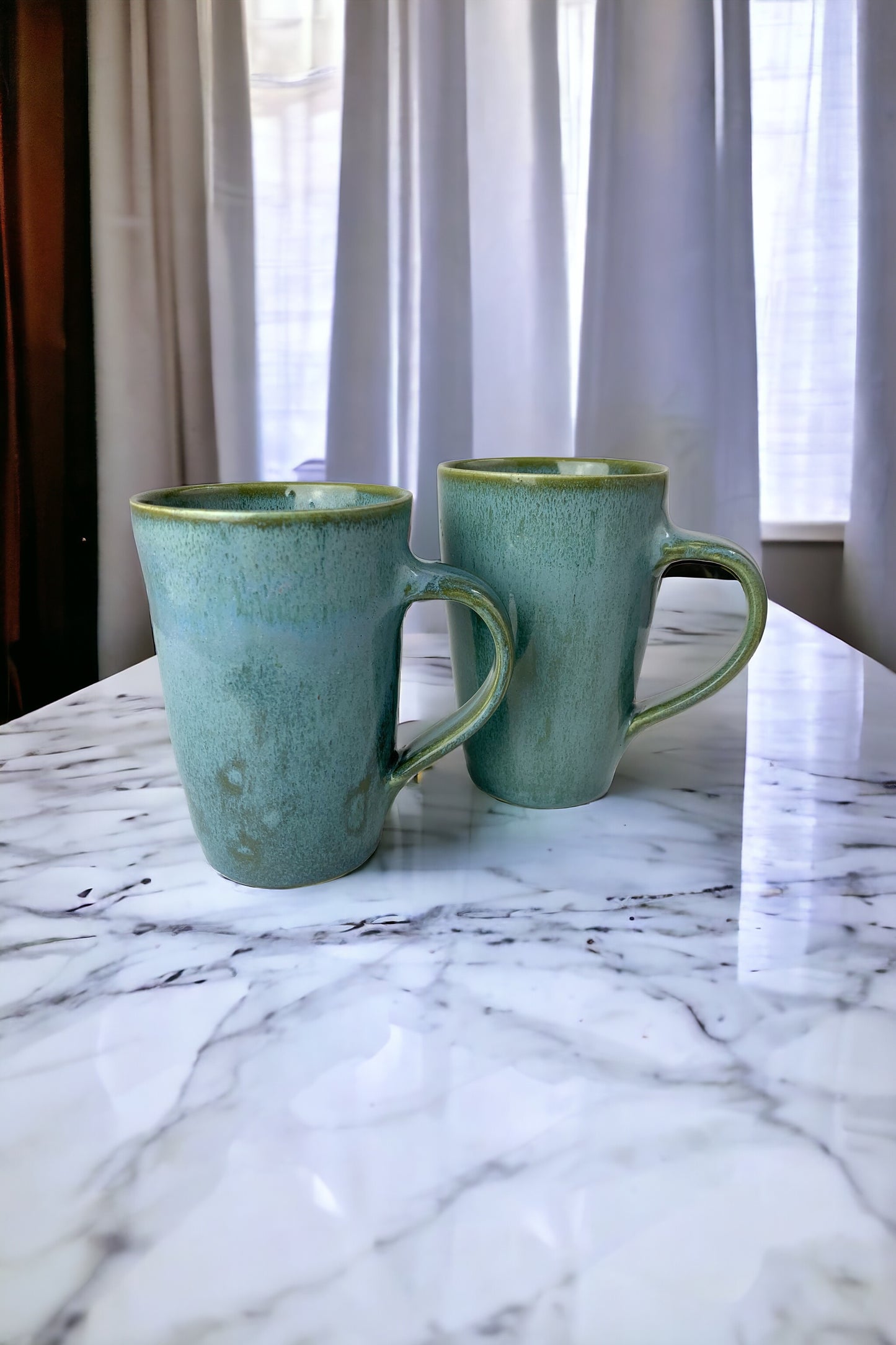 8 oz ceramic mug in blue green