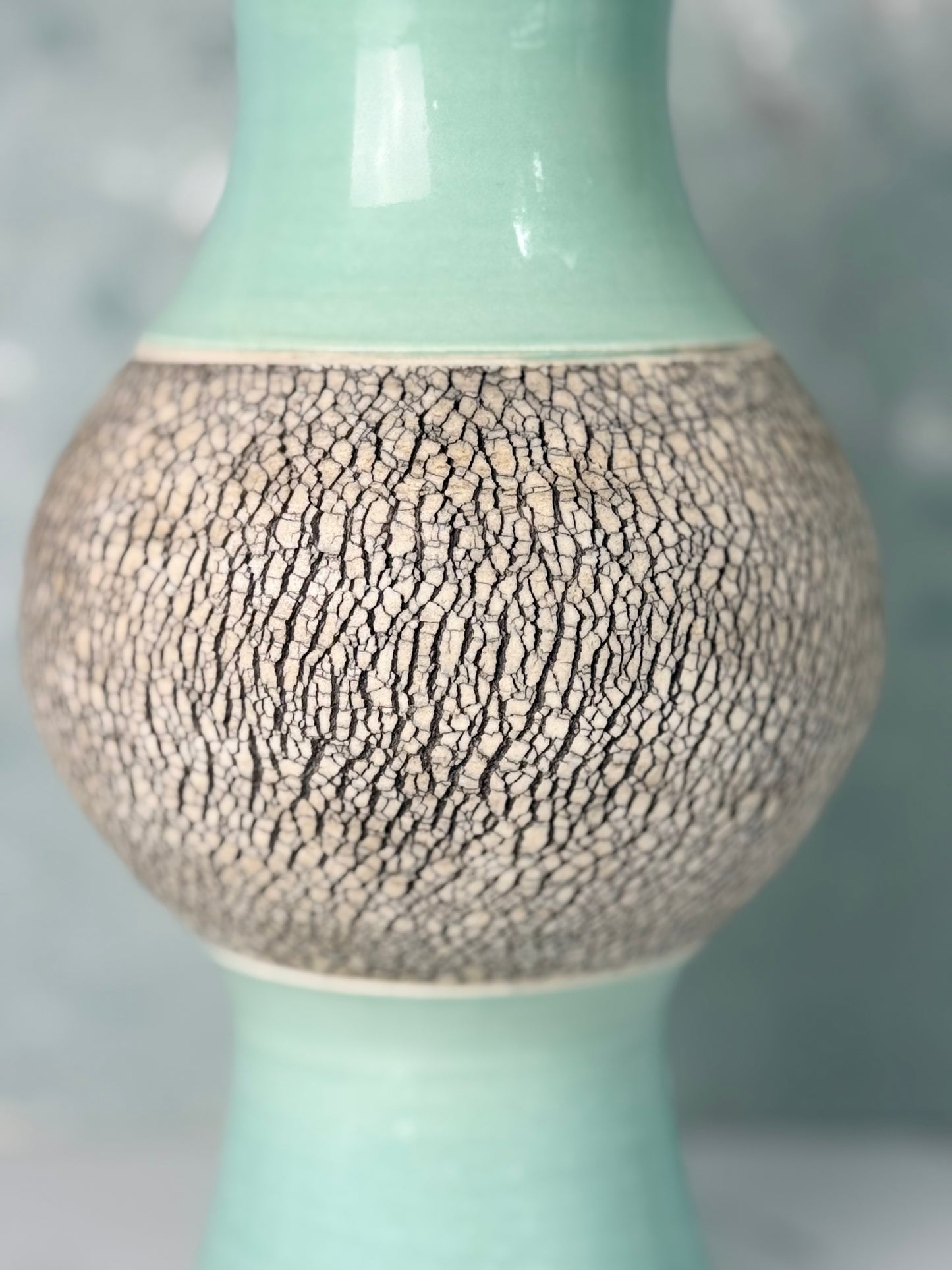 Porcelain Vase with Texture in Turquoise