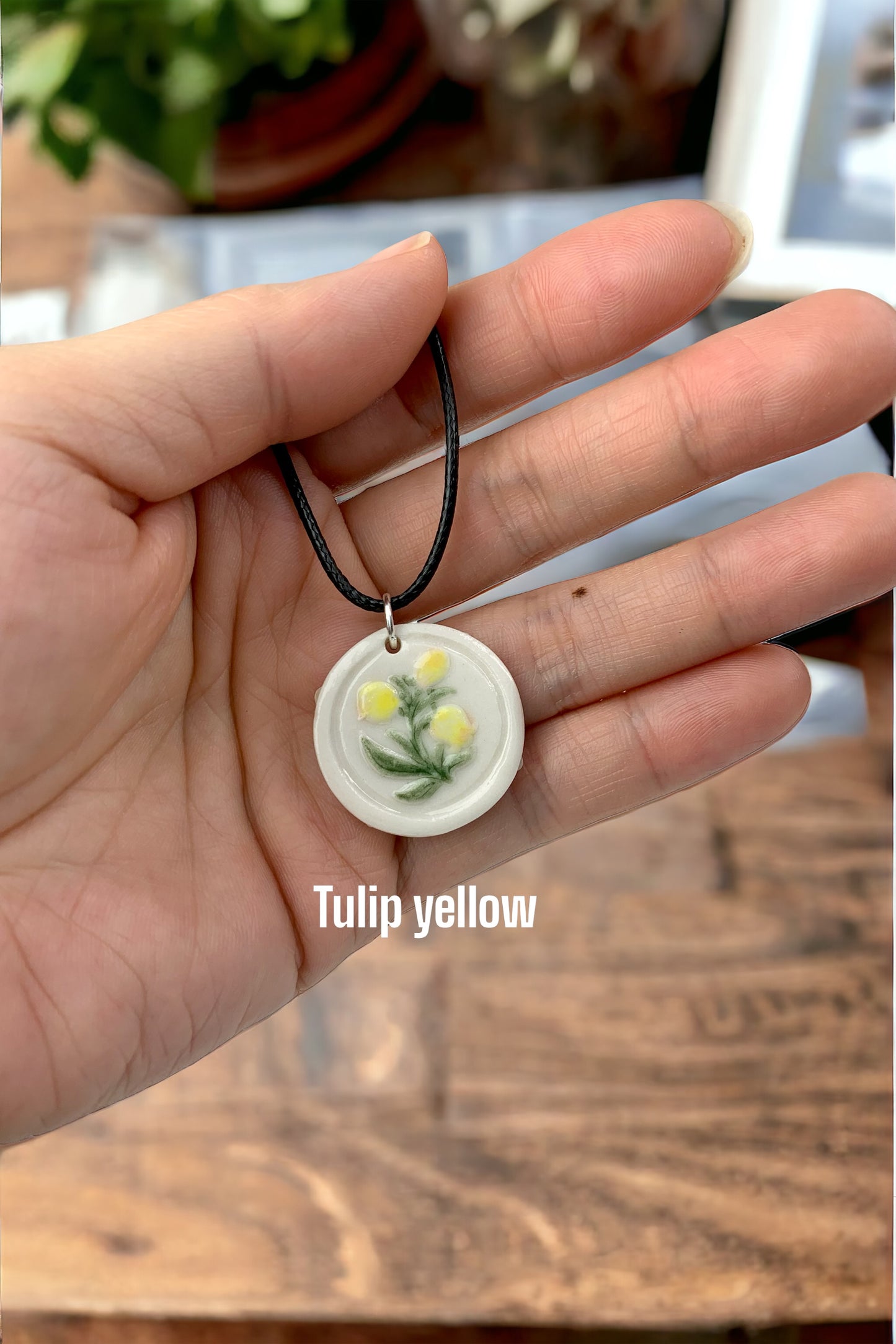 Hand-Painted Porcelain Necklace with Adjustable Length