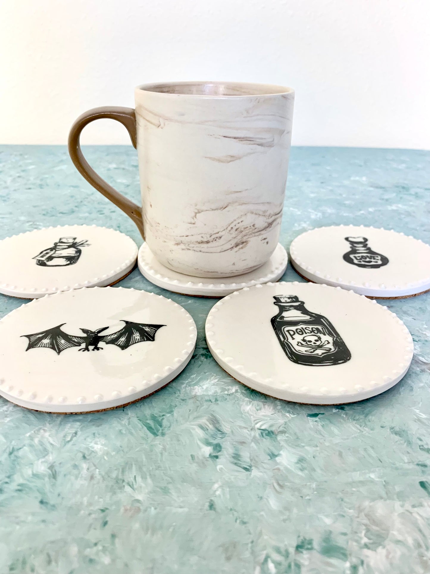 Handmade Halloween Porcelain Coasters