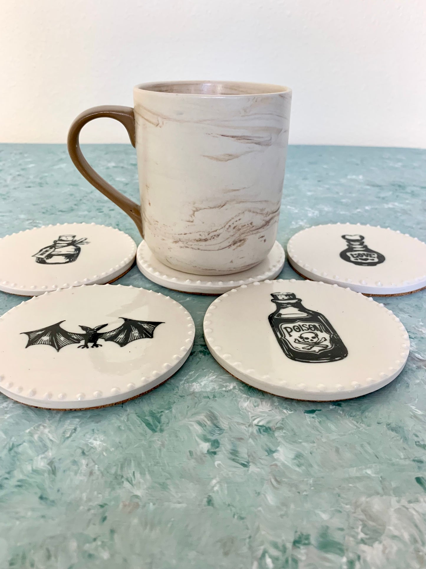 Handmade Halloween Porcelain Coasters