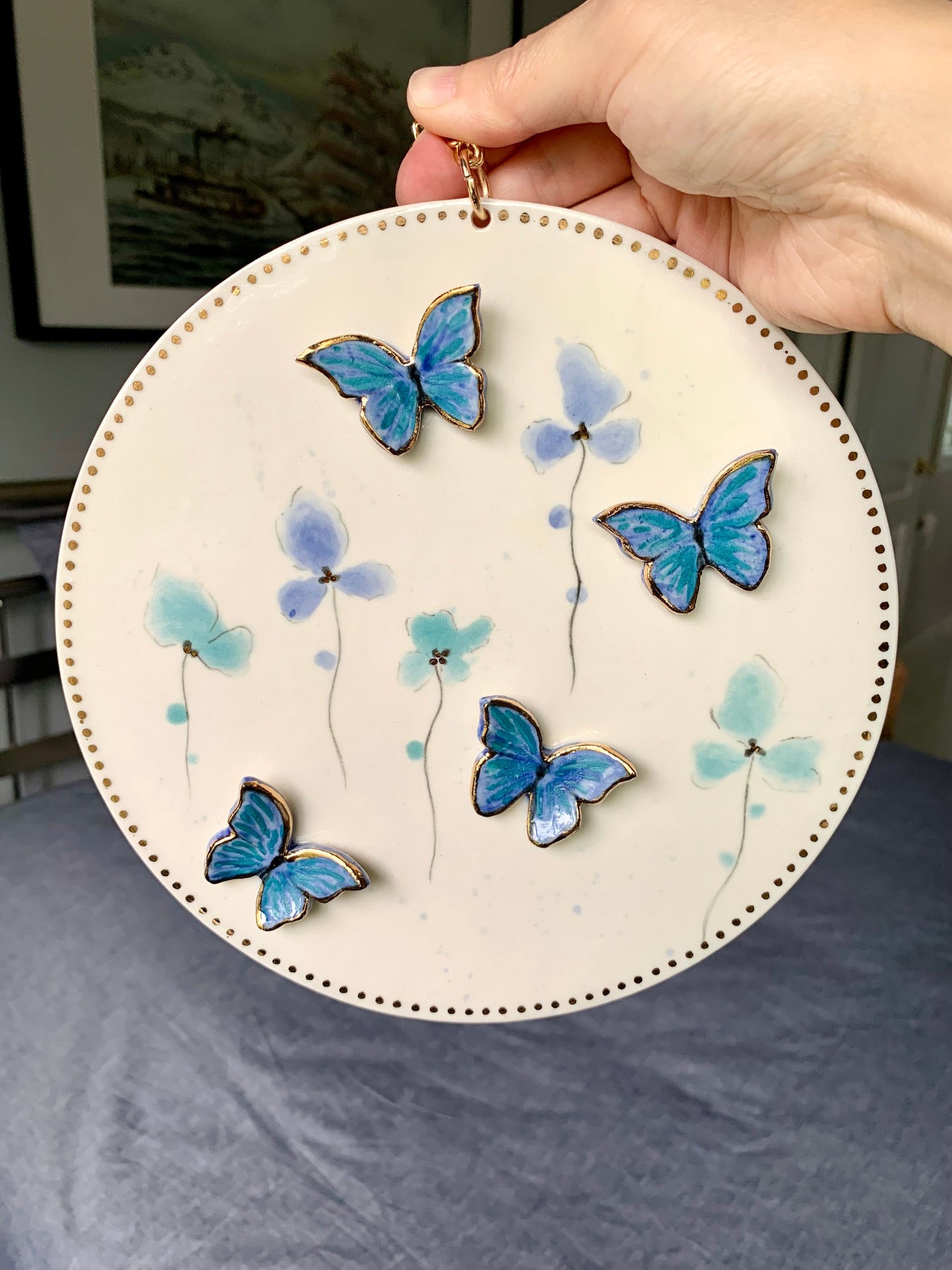 Handmade Wall-hanging Decor with Butterflies and flowers