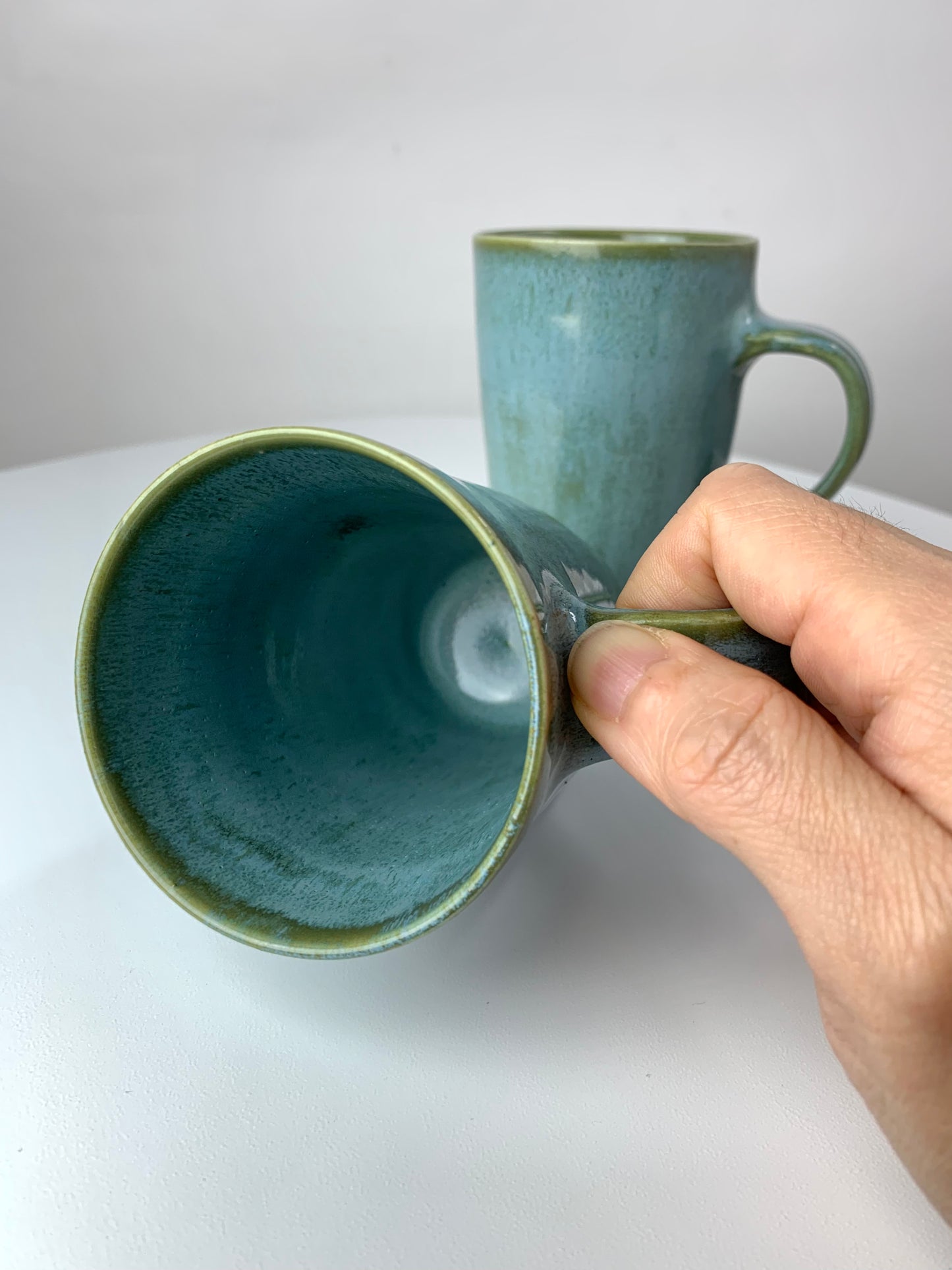 8 oz ceramic mug in blue green