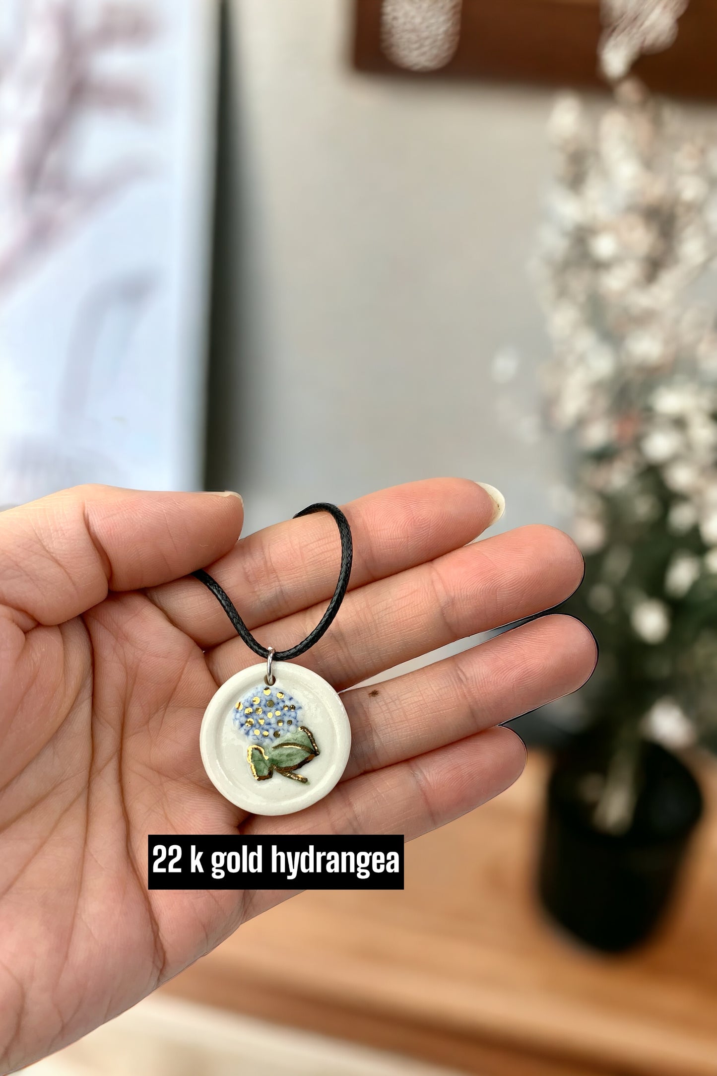 Hand-Painted Porcelain Necklace with Adjustable Length