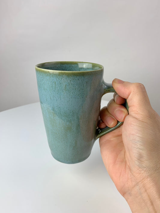 8 oz ceramic mug in blue green