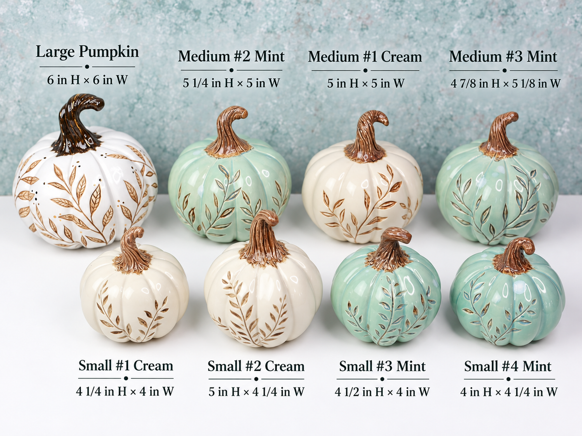 Handmade Porcelain Pumpkins | Carved Botanical Fall Decor