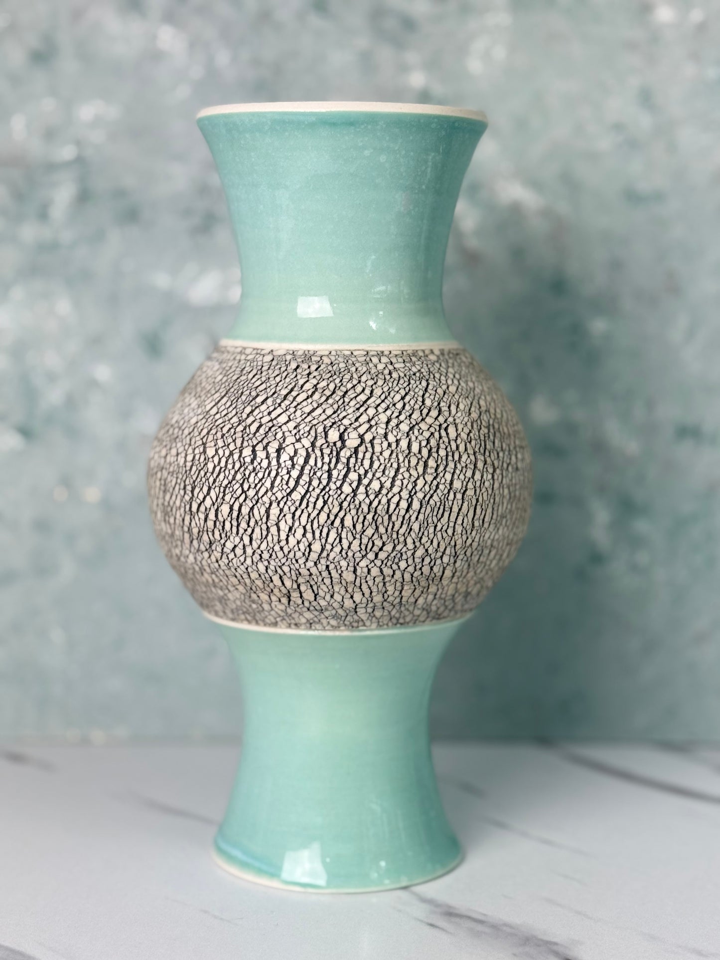 Porcelain Vase with Texture in Turquoise