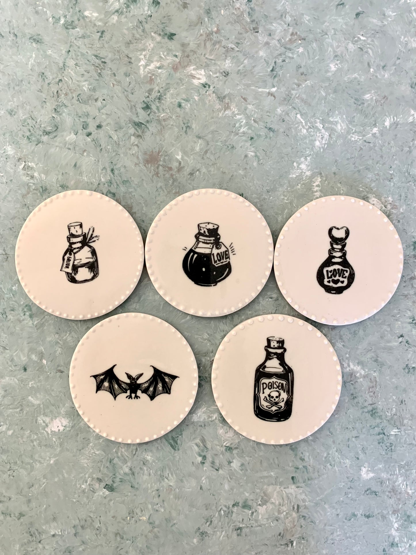 Handmade Halloween Porcelain Coasters