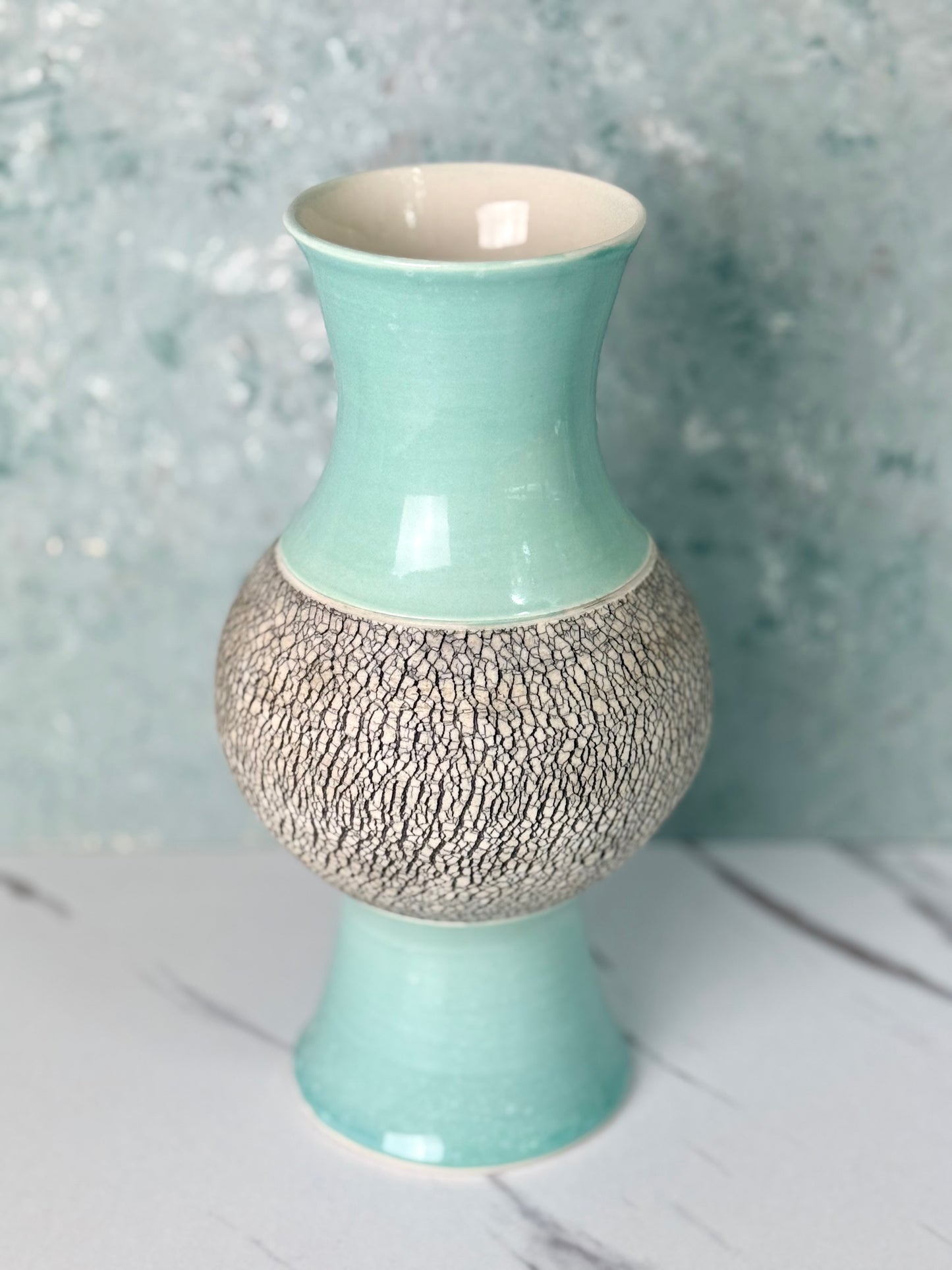 Porcelain Vase with Texture in Turquoise