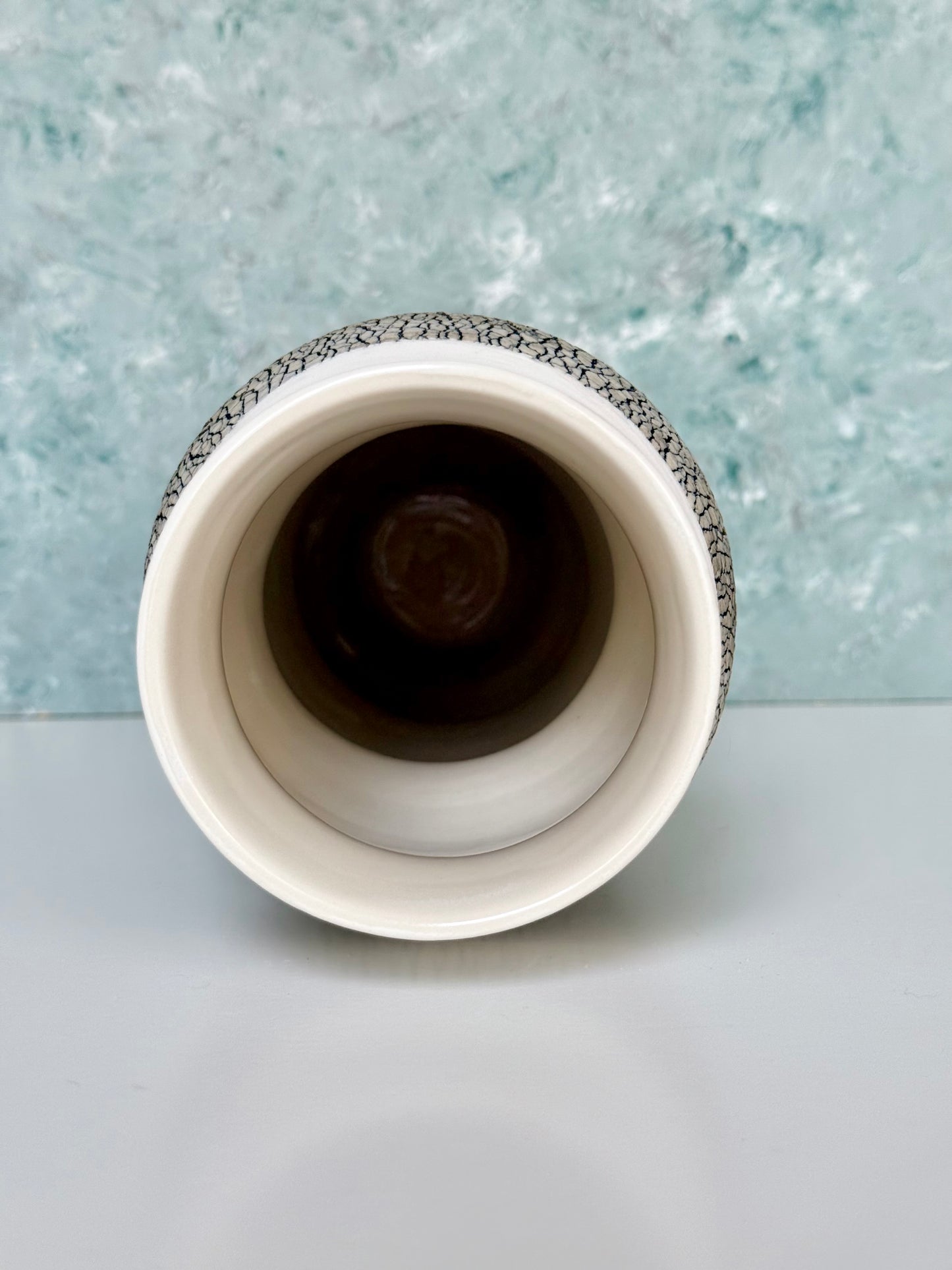 Tall Porcelain Vase with Texture and Multiple Curves in White
