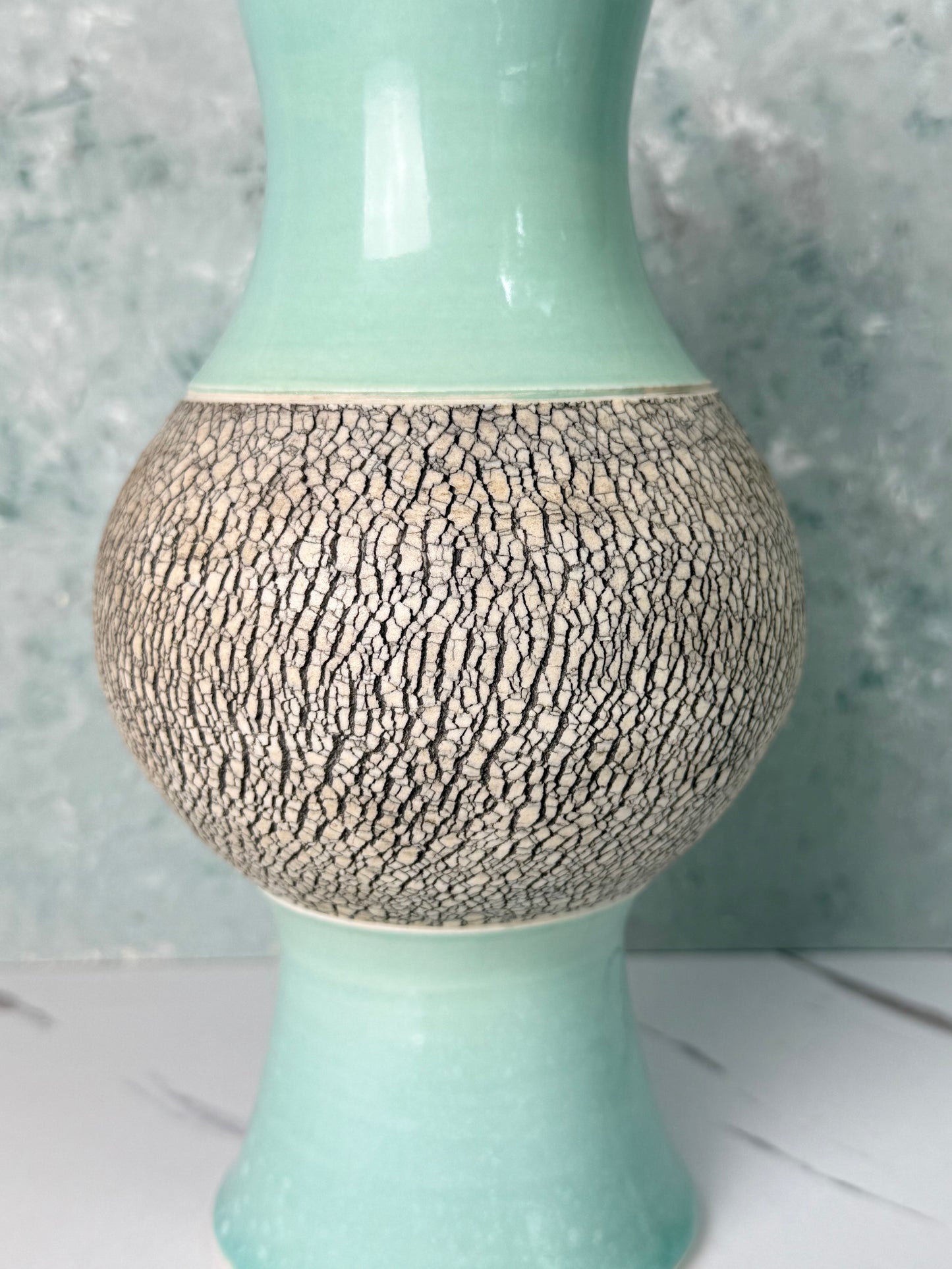 Porcelain Vase with Texture in Turquoise