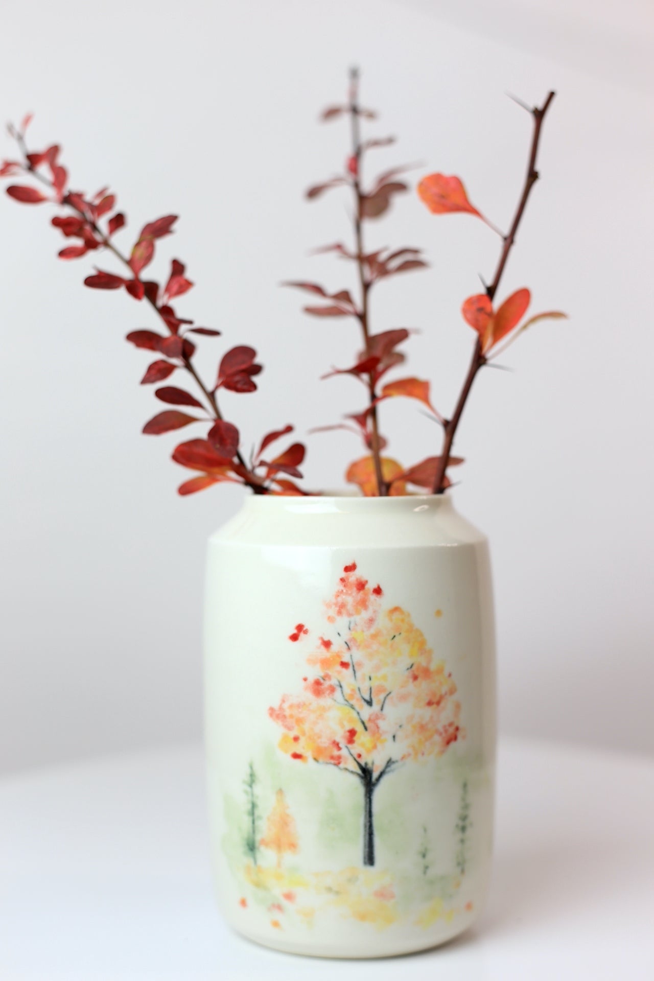Autumn themed Porcelain vase