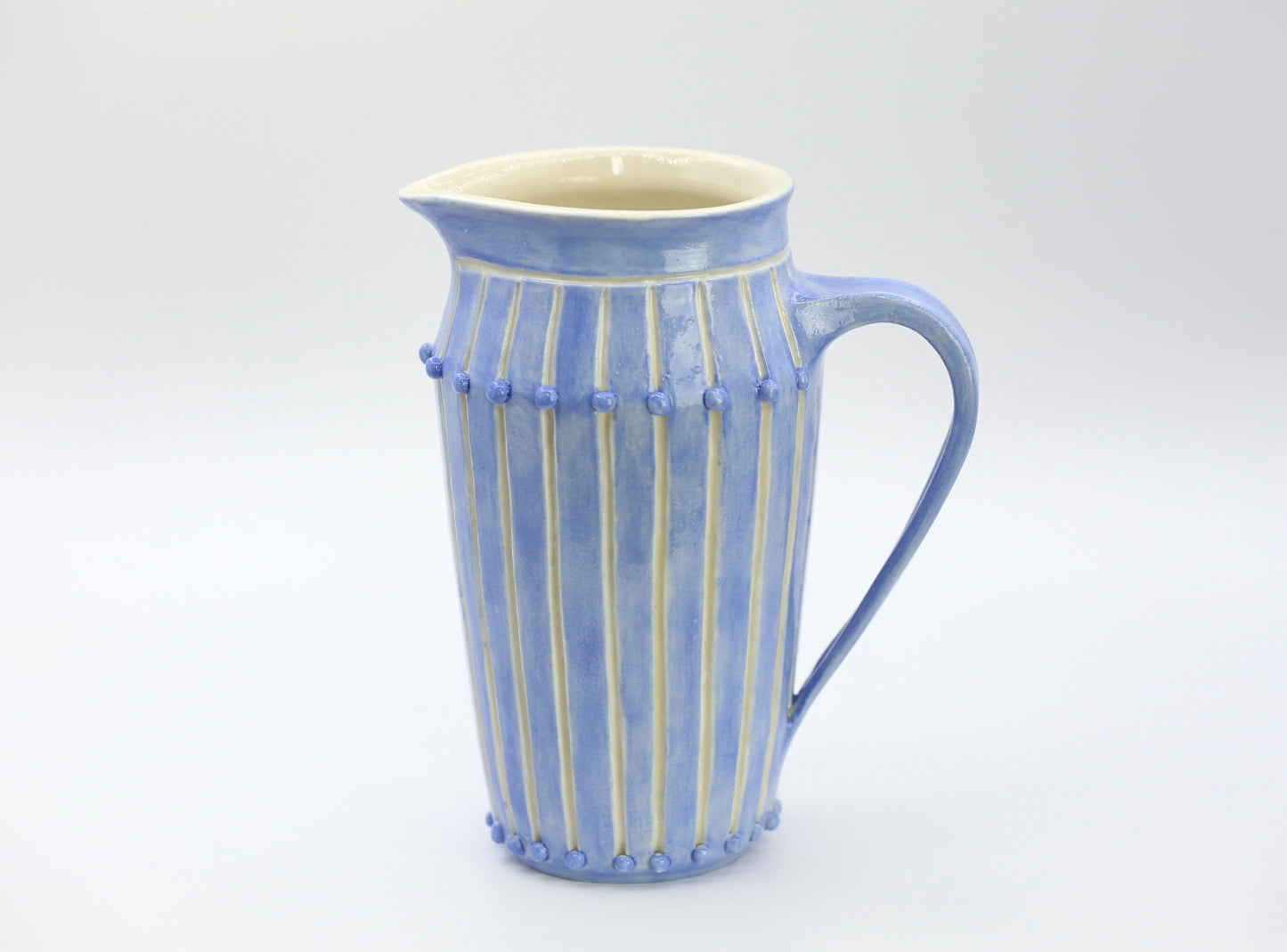 Porcelain pitcher with dots in sky blue, handmade pitcher, coffee picture