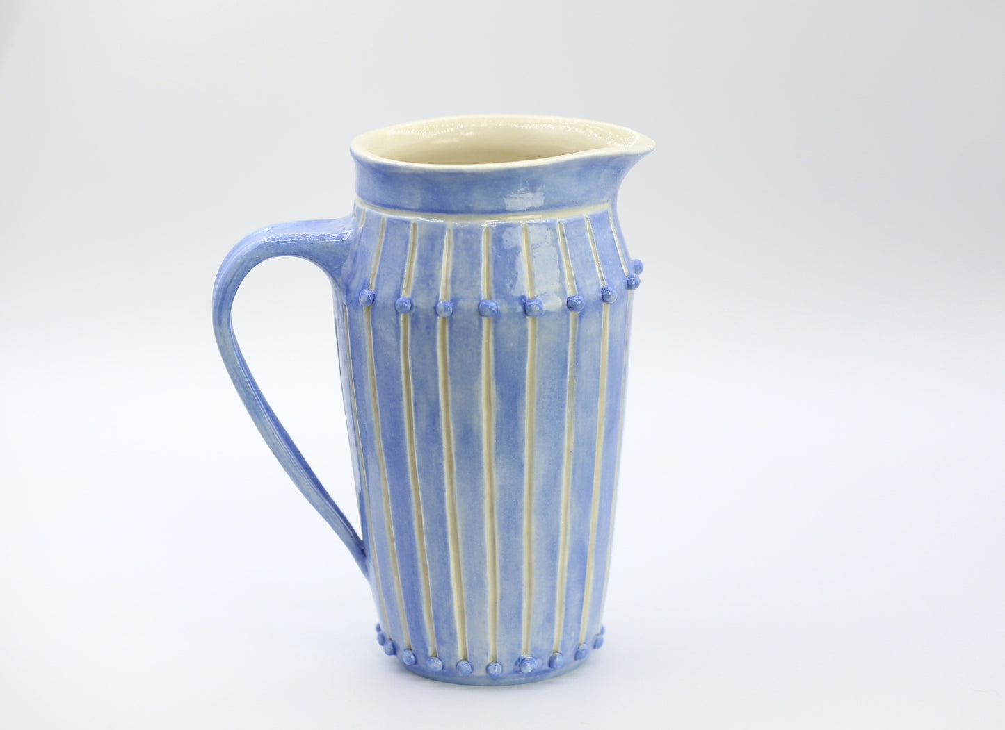 Porcelain pitcher with dots in sky blue, handmade pitcher, coffee picture