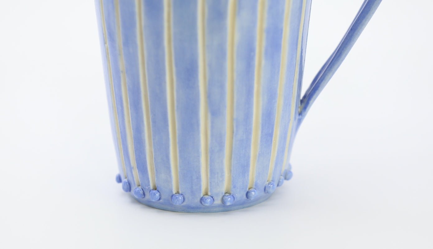 Porcelain pitcher with dots in sky blue, handmade pitcher, coffee picture