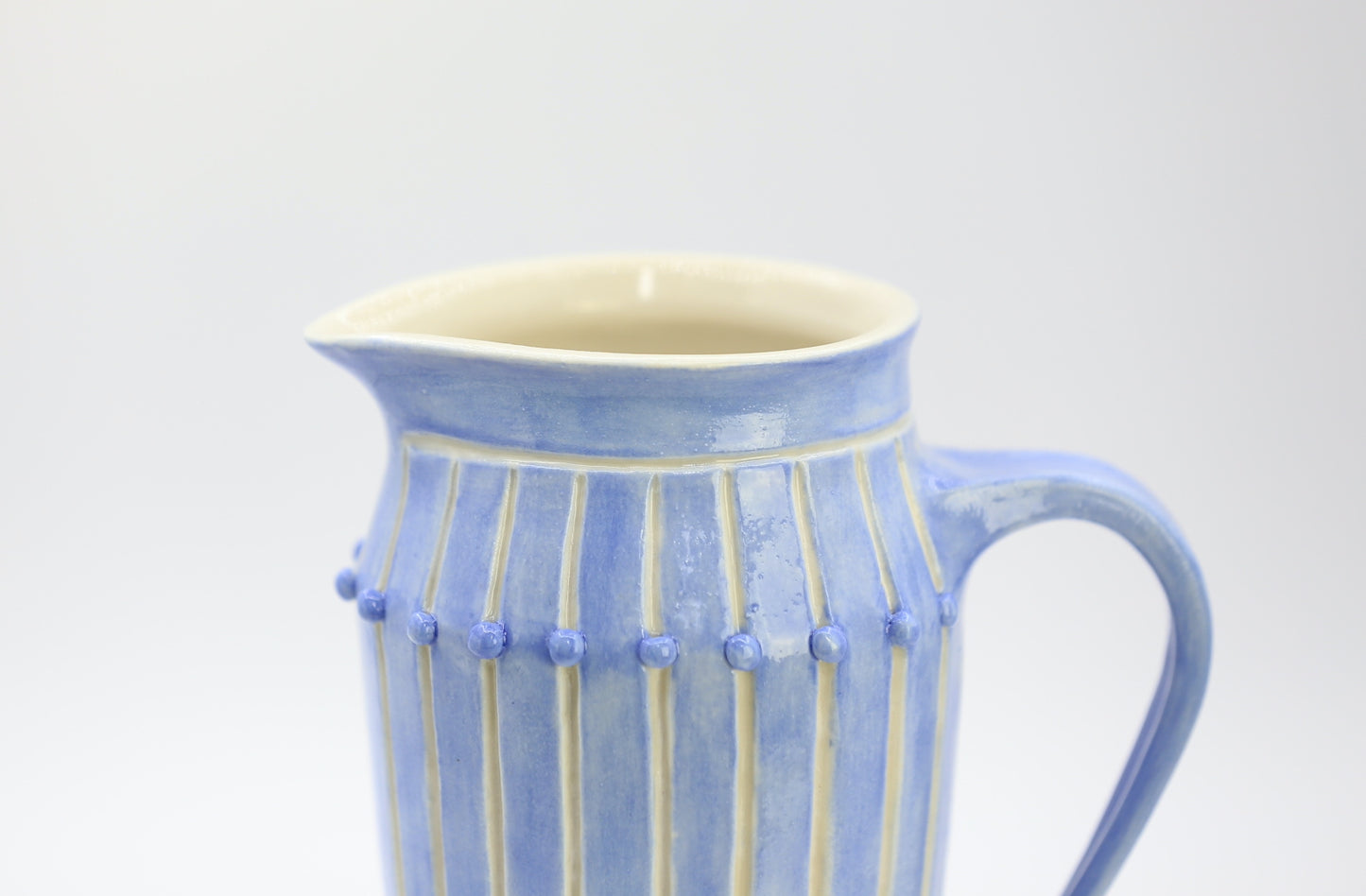 Porcelain pitcher with dots in sky blue, handmade pitcher, coffee picture