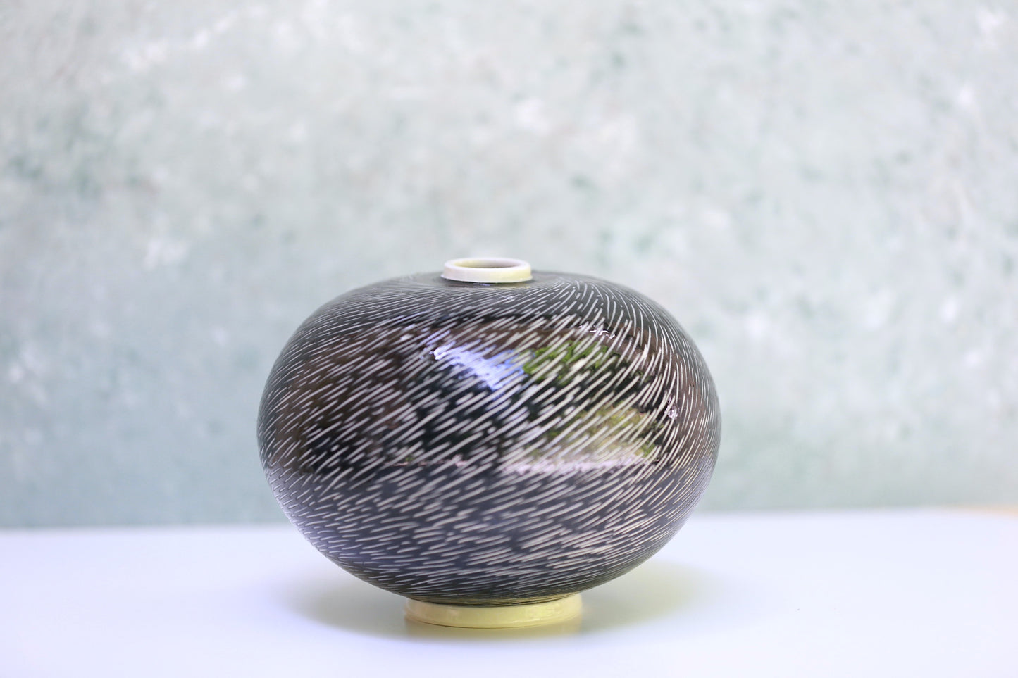 Star Trail Round Porcelain Vase in Black and White