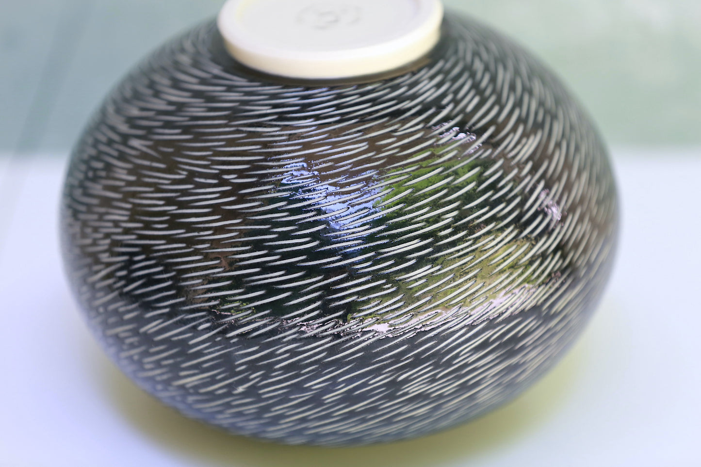 Star Trail Round Porcelain Vase in Black and White