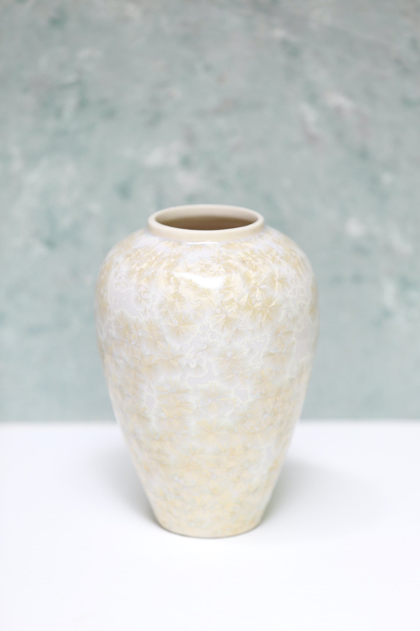 Porcelain Vase with Gold Crystals and Lavender Hue