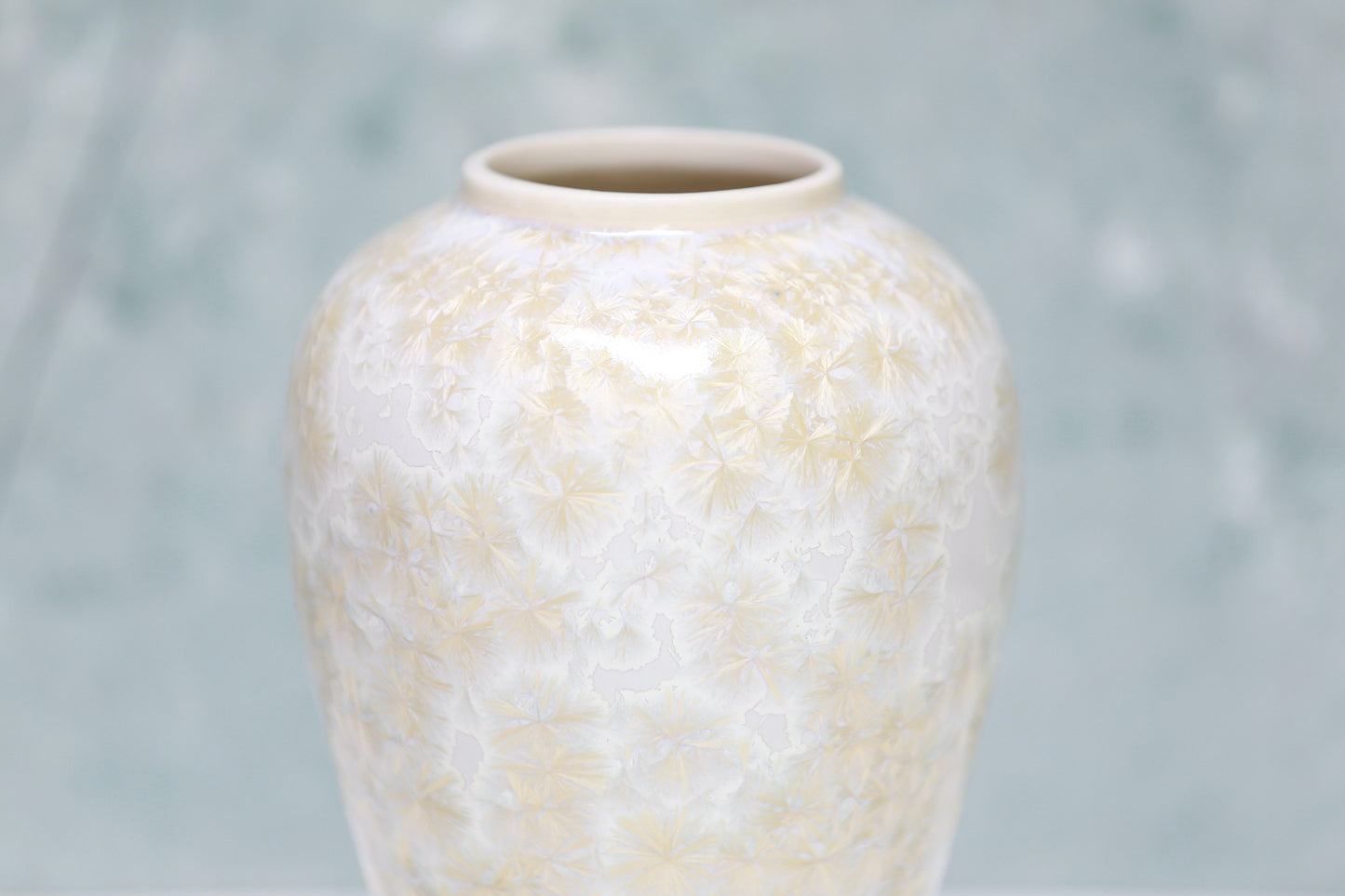 Porcelain Vase with Gold Crystals and Lavender Hue