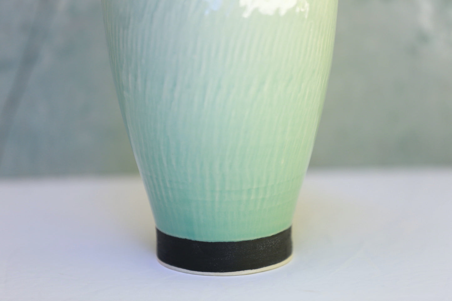 Textured Tall Porcelain Vase in Turquoise and Black