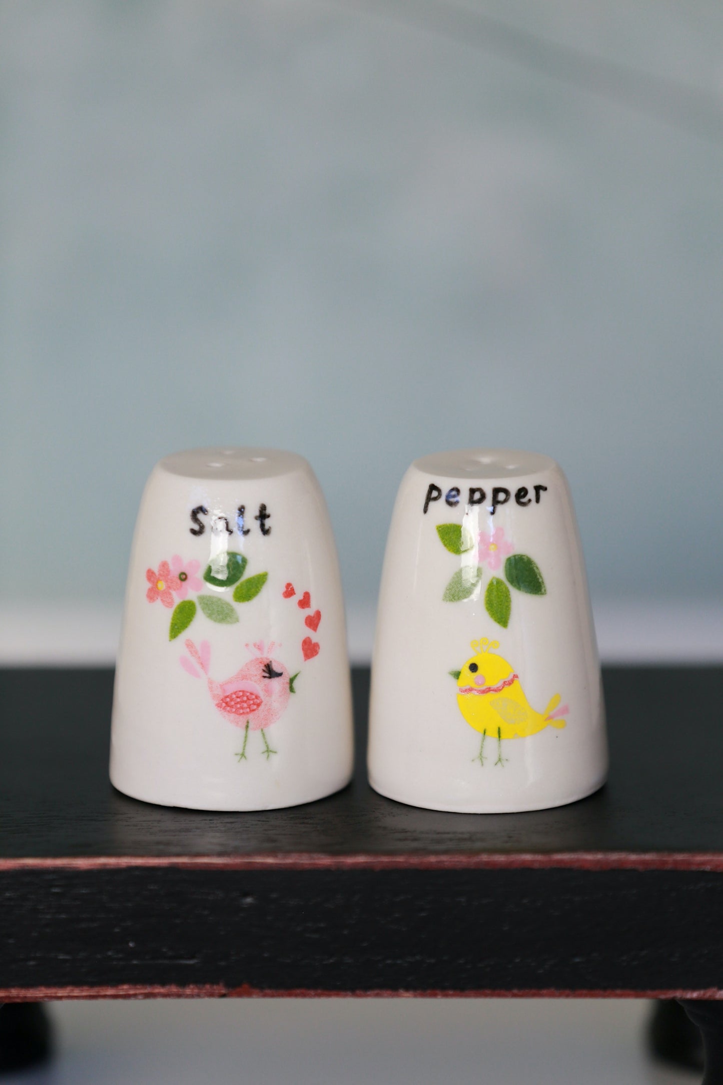 Porcelain Salt and Pepper Shakers with Birds