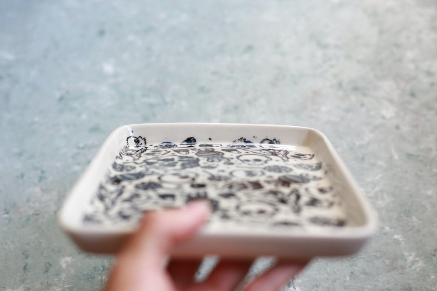 Handmade Halloween Sugar Skull Porcelain Tray