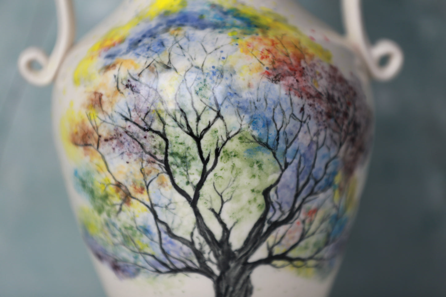 Tree of Life Porcelain Vase with 22 k gold, handmade vase, handpainted vase, vase with handles