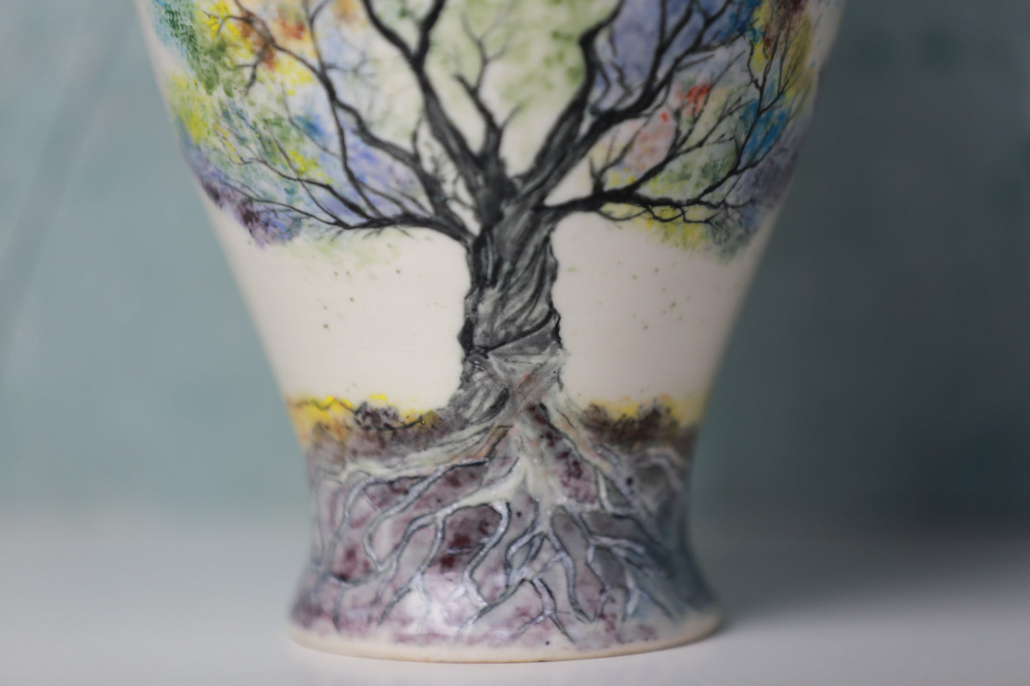 Tree of Life Porcelain Vase with 22 k gold, handmade vase, handpainted vase, vase with handles