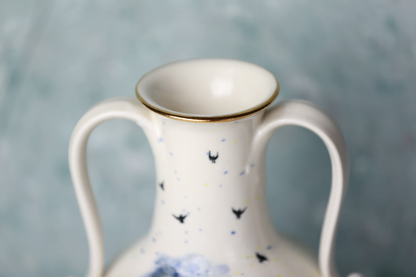 Tree of Life Porcelain Vase with 22 k gold, handmade vase, handpainted vase, vase with handles
