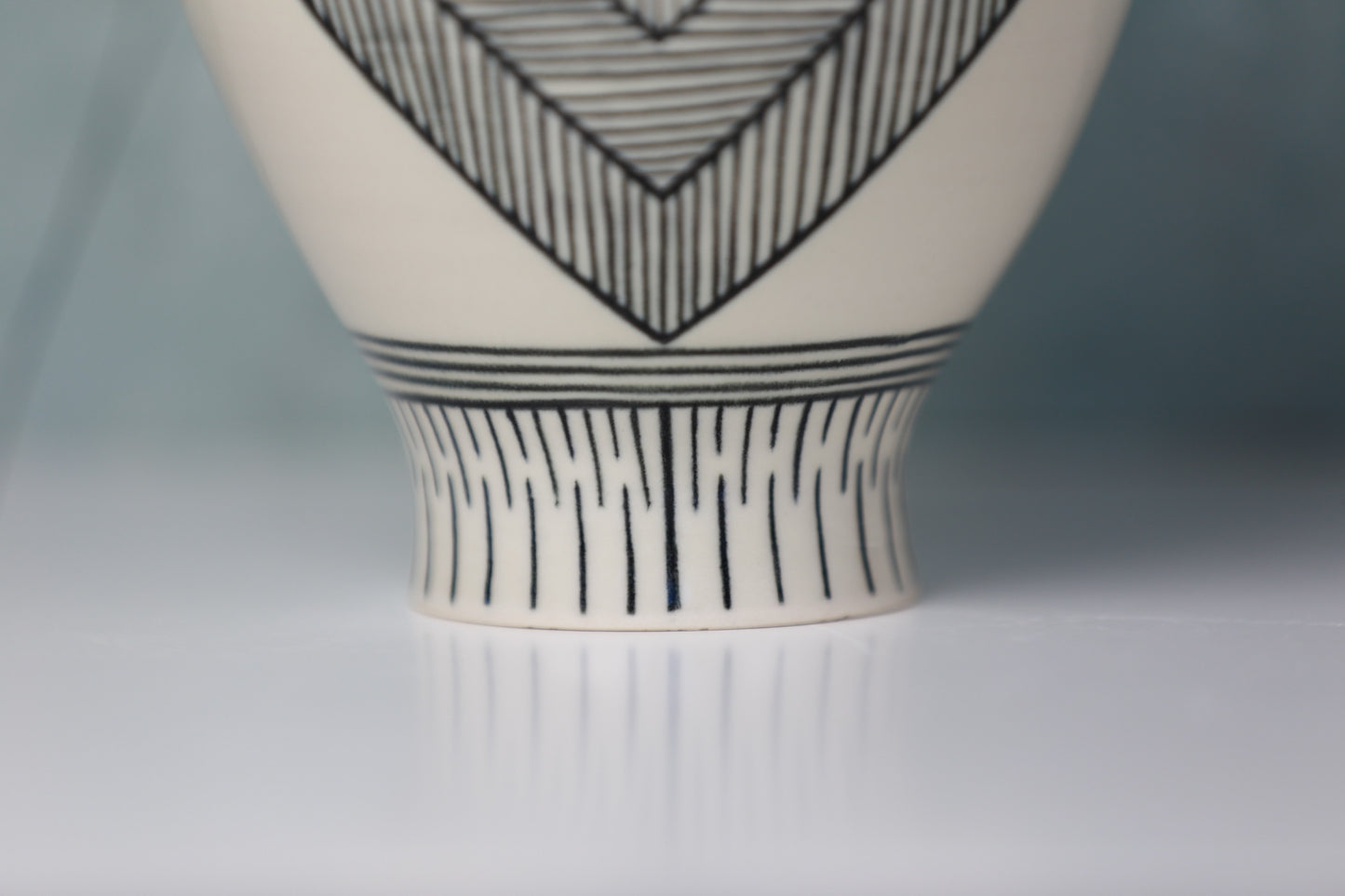 Hand-painted Porcelain Vase with Geometric Lines