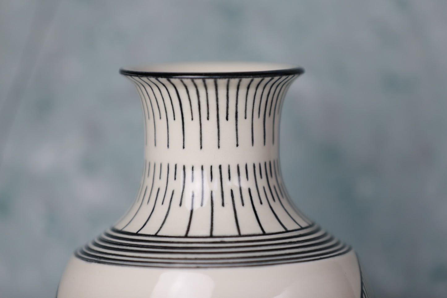 Hand-painted Porcelain Vase with Geometric Lines
