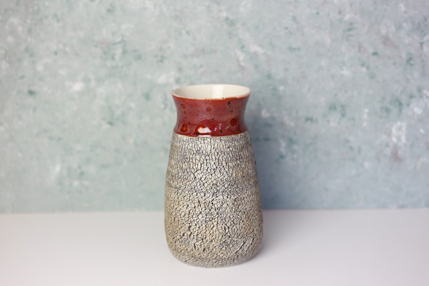 Oval Porcelain Vase with Texture in Plum