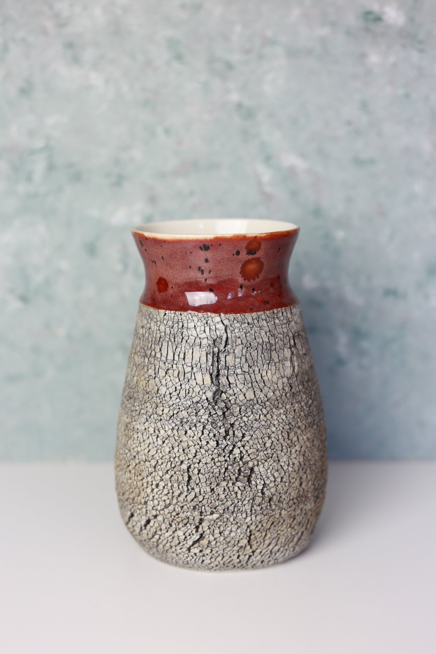 Oval Porcelain Vase with Texture in Plum