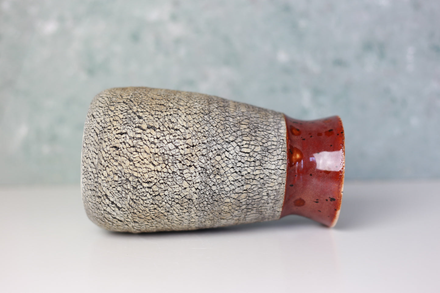 Oval Porcelain Vase with Texture in Plum
