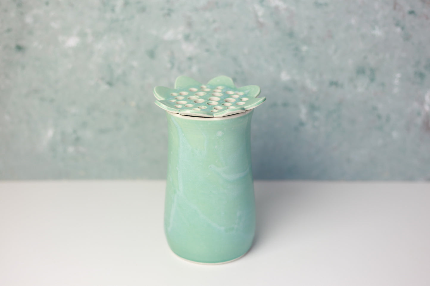 Porcelain Flower Frog Vase in Turquoise