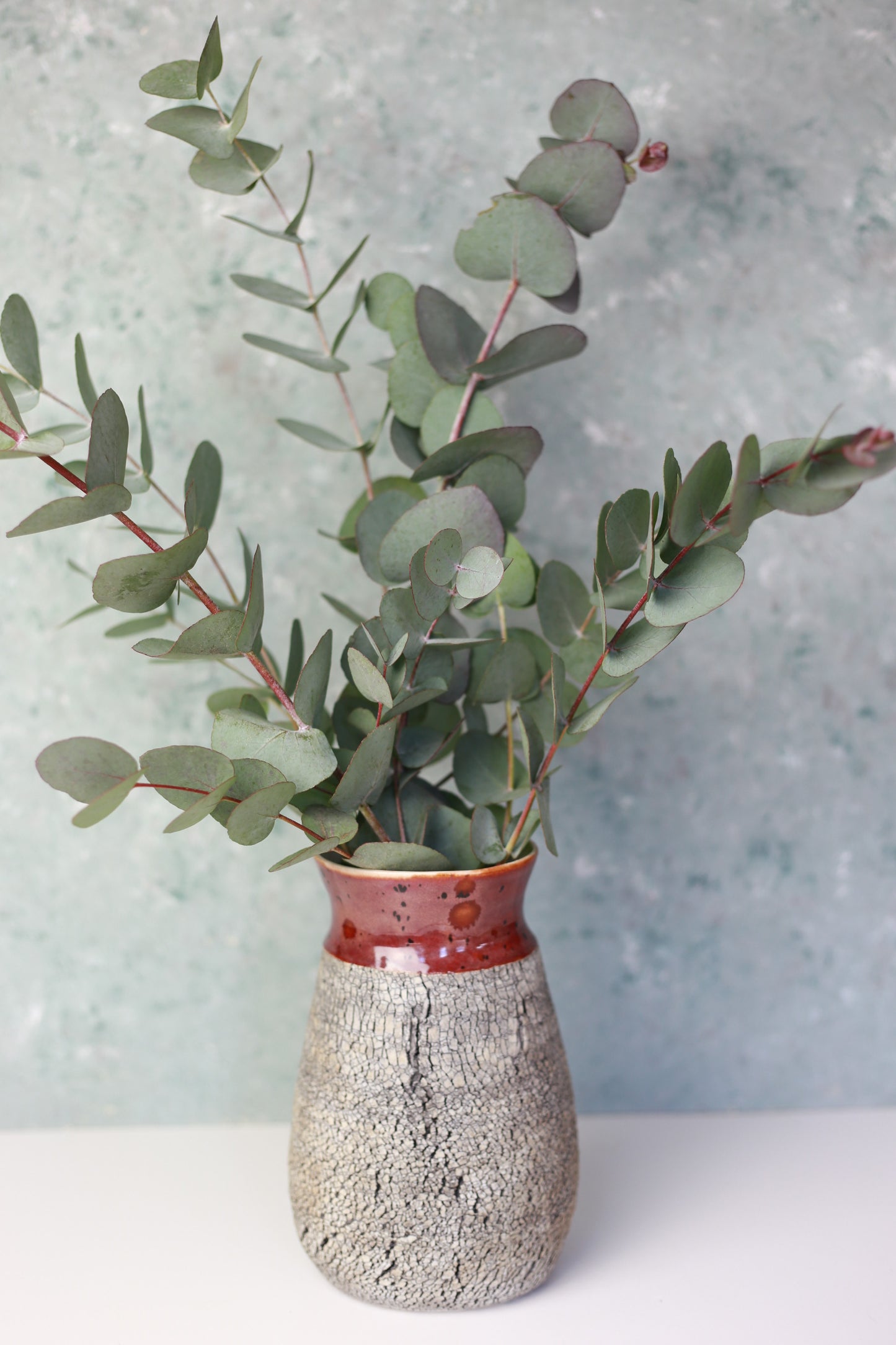 Oval Porcelain Vase with Texture in Plum