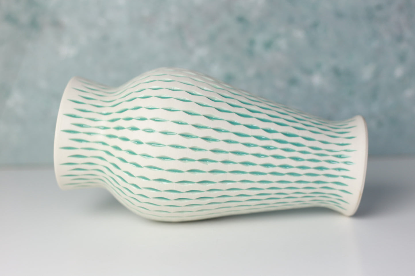 Handmade Porcelain Vase – Hand Carved Ceramic with Turquoise Detailing, High-Grade Porcelain, Modern Artisan Pottery