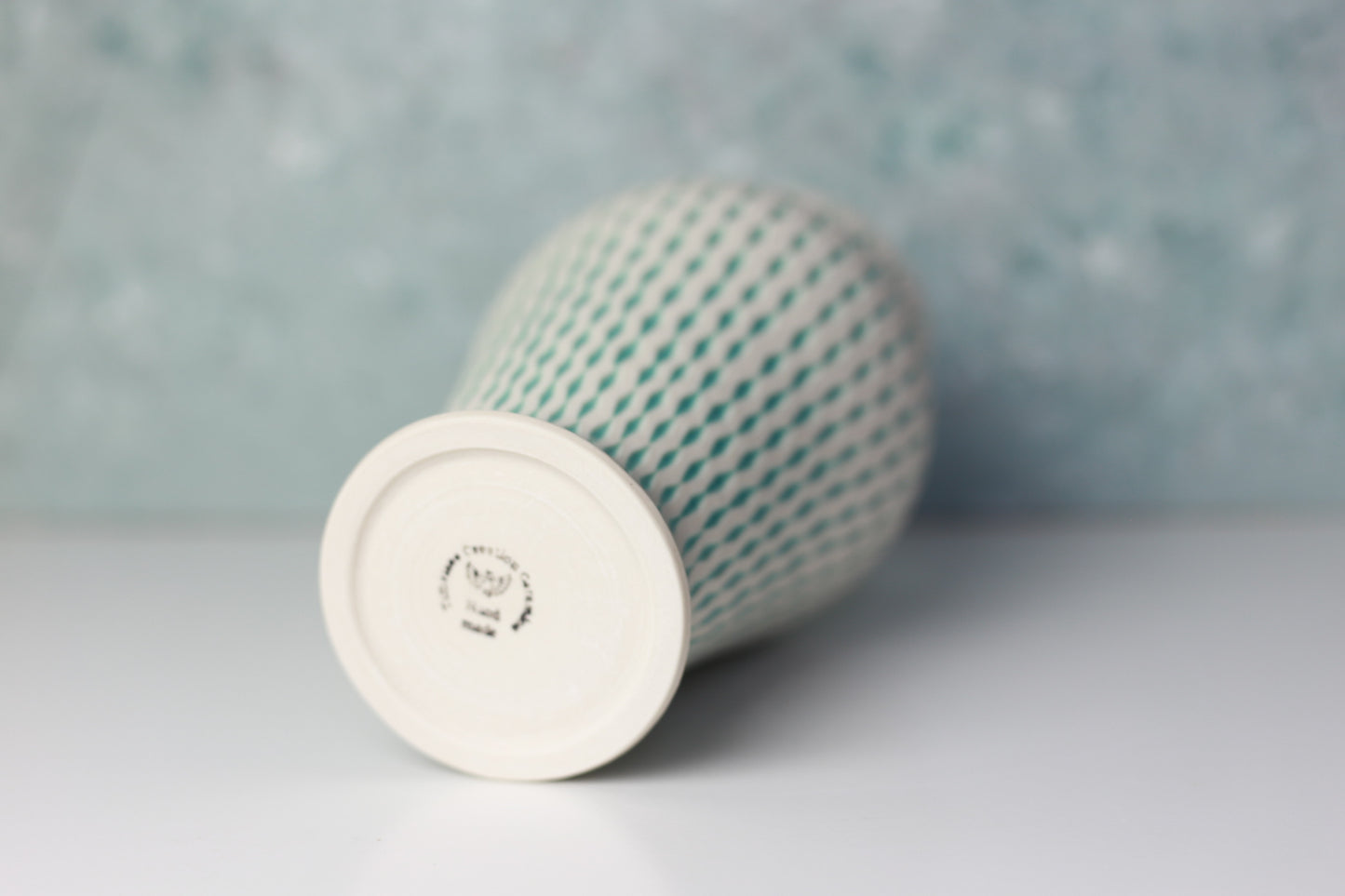 Handmade Porcelain Vase – Hand Carved Ceramic with Turquoise Detailing, High-Grade Porcelain, Modern Artisan Pottery