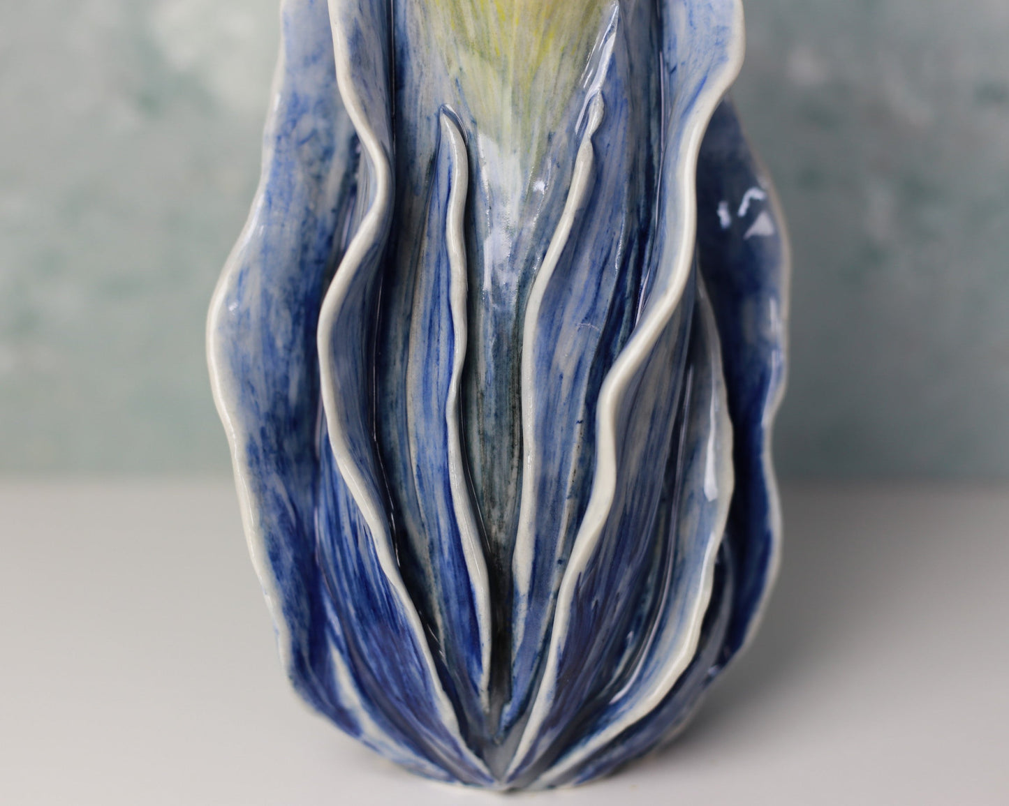 Handmade Porcelain Calla Lily Vase – Wheel-Thrown & Hand-Built, Hand-Painted Ceramic Art, Glossy Glazed Floral Pottery
