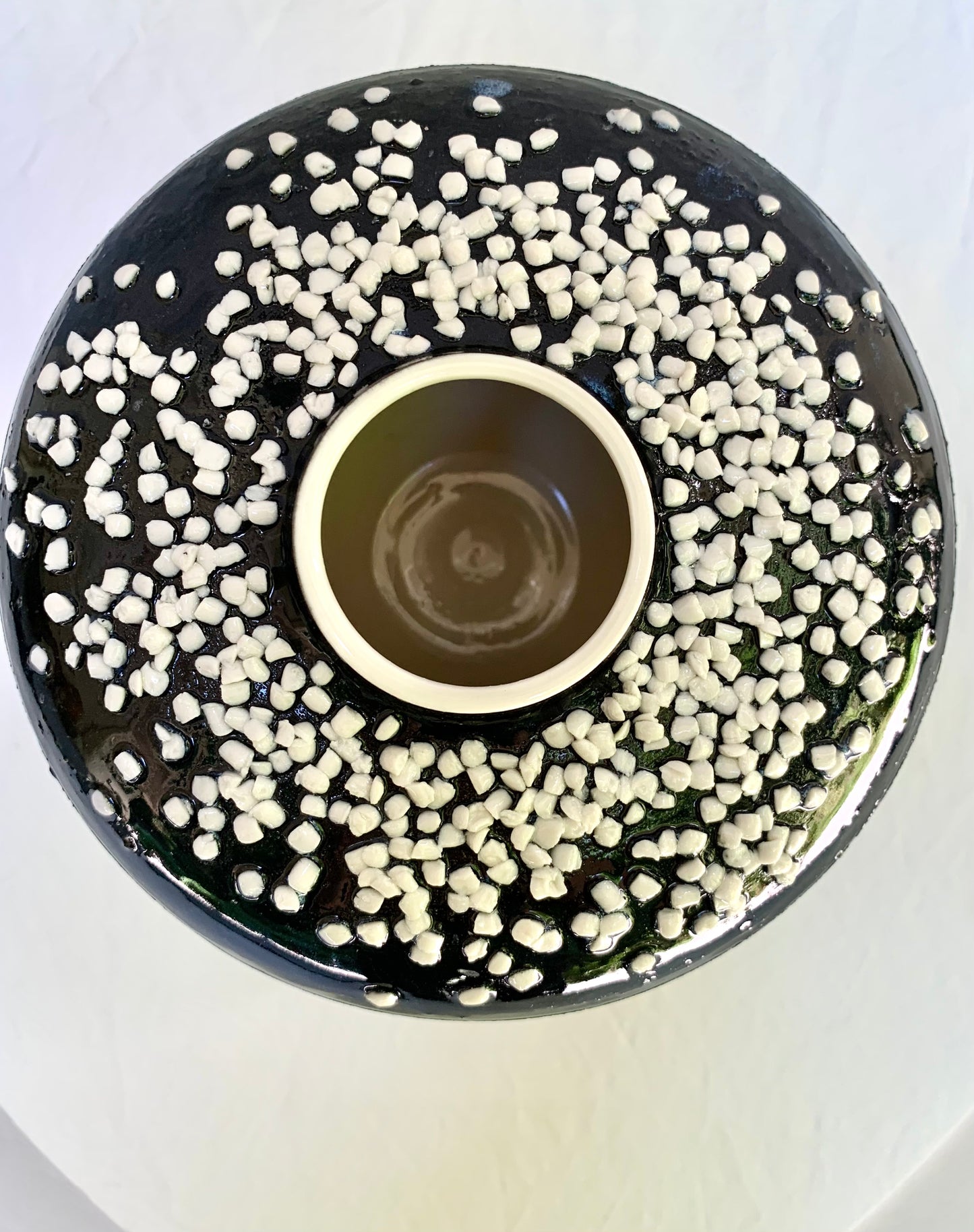 Perspective Vase - Round Porcelain Vase with carvings and texture in Black and White