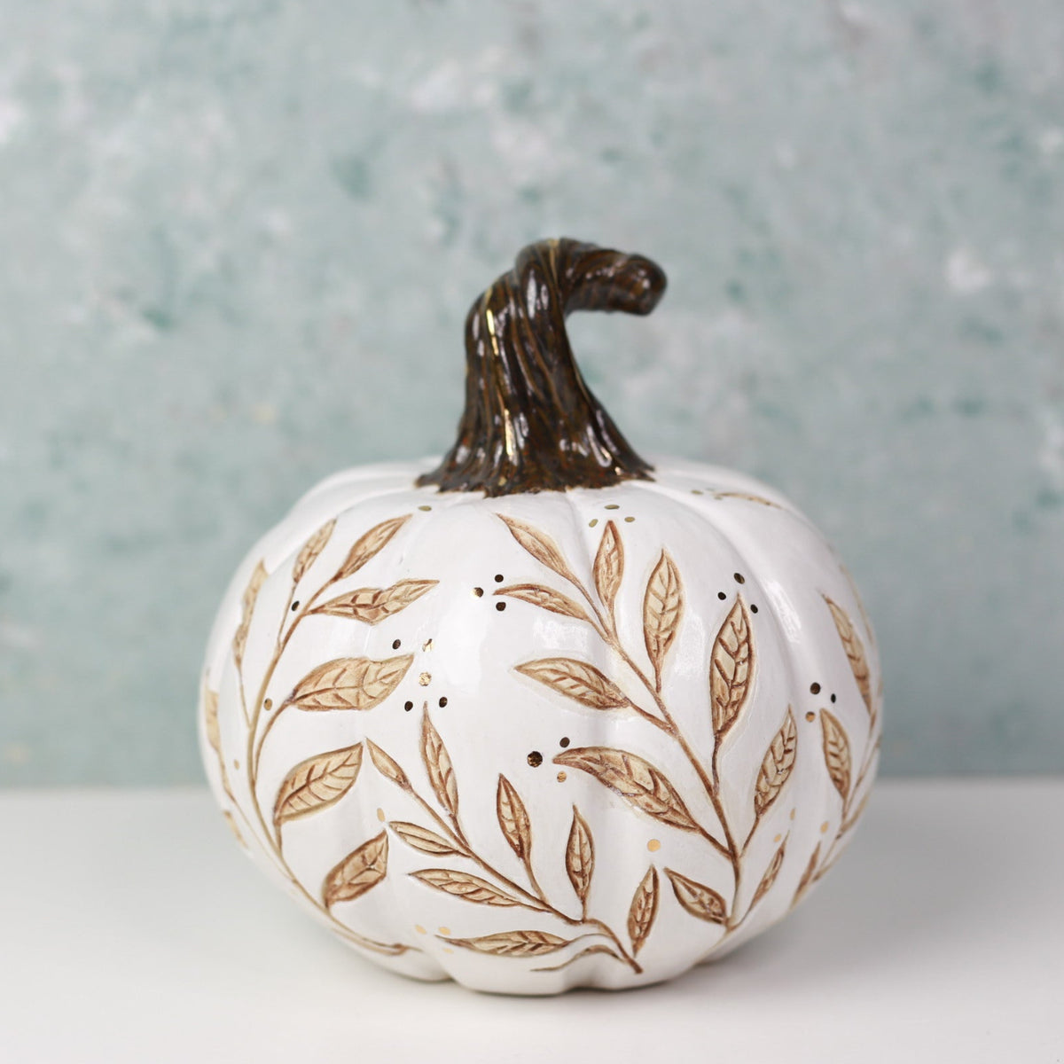 Handmade Porcelain Pumpkins | Carved Botanical Fall Decor