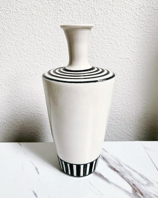 Black and White Porcelain Bud Vase, handmade vase