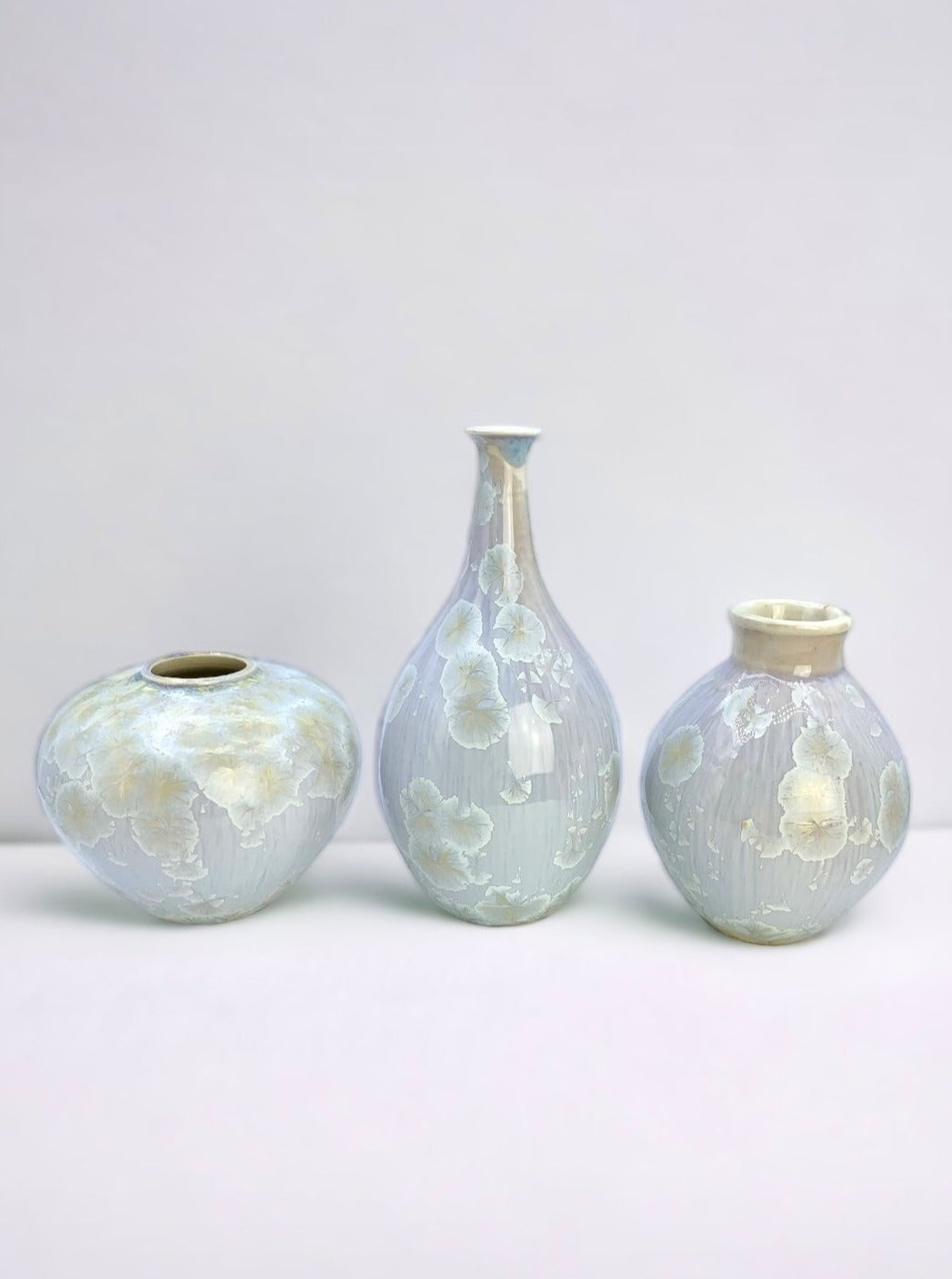 Lavender crystal mini porcelain vase set, handmade vase