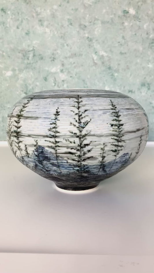Night Landscape Porcelain Vase