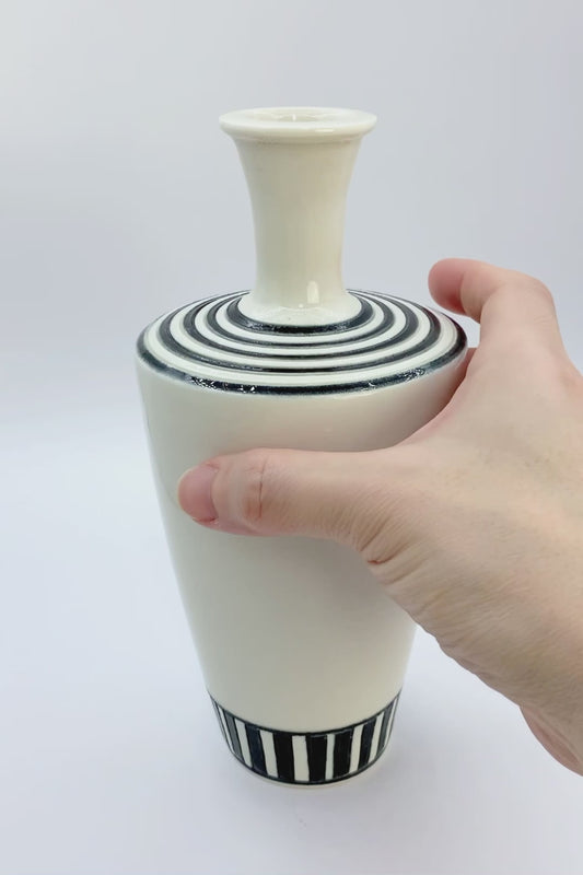 Black and White Porcelain Bud Vase, handmade vase