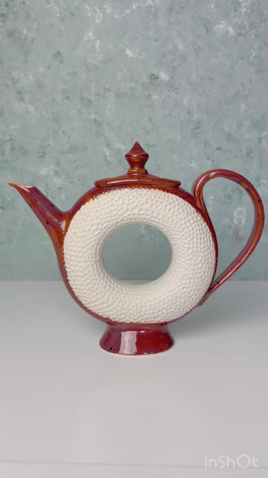 Hand Carved Porcelain Teapot: Lightweight Sculptural Ceramic, 16 oz