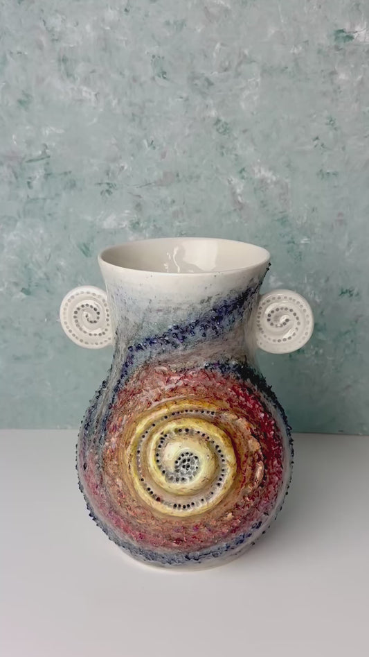 Handmade Porcelain Universe Vase – Symbolic Pottery Inspired by Spirit & Nature